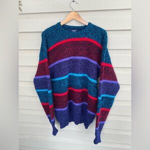 WRANGLER vintage acrylic colorful striped sweater retro cozy oversized sz L MINT